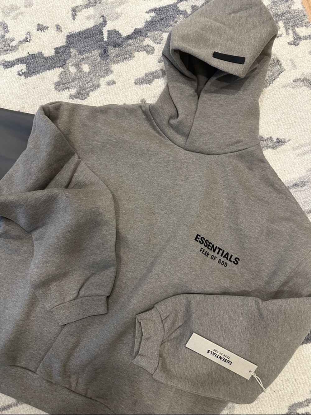 Fear Of God Essentials Heather Gray Logo Hoodie